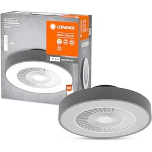 LEDVANCE Smart WiFi LED luce del ventilatore da soffitto, a forma di cilindro, grigio, dimmerabile, velocità dell'aria regolabile, telecomando incluso, controllabile tramite app e assistente vocale