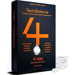 4 HIM TestoBalance - Energia e Funzione Muscolare - Zinco + Magnesio + B6, Fieno greco, L-Arginina e Ginseng - 60 compresse vegane