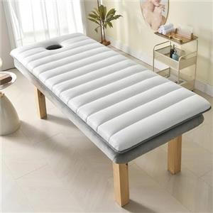 ZJIQOH Materasso Pieghevole Salone Di Bellezza In Memory Foam, Coprimaterasso Spesso Morbido con Foro Di Respirazione, Topper Traspirante per Spa(White,180 x 60 x 6 cm)