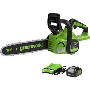 Greenworks GD24CS30K4 Motosega a Batteria con Motore Brushless, Lunghezza Barra 30cm, Velocità Catena 7,8m/s, Auto-Lubrificante, Anti Contraccolpi, Batteria 24V 4Ah e Caricabatterie, Garanzia 3 Anni