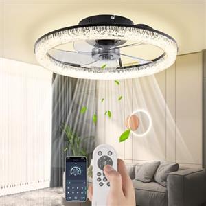 Namouk Ventilatore da Soffitto con Luce e Telecomando Silenzioso, Dimmerabile 3CCT(3000K-6500K),Lampada da Soffitto con Ventilatore Regolabile 6 Velocità/Reversibili/Timer 1/2/4/8H/Memoria,da Camera, Cucina