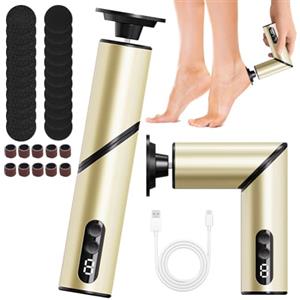 LUPATDY Pedicure Elettrico Professionale 2 in 1 Pieghevole, Set per Manicure e Pedicure con 30 Accessori, Rimuovi Calli e Lucida Unghie, 9 Velocità Regolabili, Senza Fili 8H Durata (Champagne)
