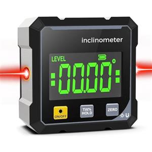 xinrongda Cercatore Magnetico Digitale di Angoli con Laser Elettronico, Cercatore di Angoli per Scatola di Livelli Digitali Ricaricabile USB, Forte Base Magnetica e Display LCD Retroilluminato Inclinometro (C)