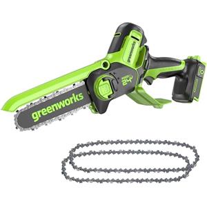 Greenworks G24MCS10 Sega ad Asta a Batteria, Lunghezza Barra 8-Pollice (20 cm), SENZA Batteria 24V e Caricabatterie + Greenworks Catena motosega 2 pack per 4-Inch (10cm)