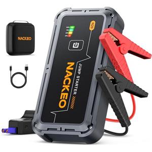 NACKEO Avviatore Batteria Auto, 7000A Avviatore di Emergenza per Auto/Moto (Fino a 9.0L Gas/8.5L Diesel) 12V Booster Avviamento con Cavi Avviamento, Luce LED, Custodia di Trasporto, Compatto