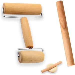 GZXUEHU Set di 2 Mattarelli in Legno, Mattarello con due Rulli, Piccolo e Medio, Rulli Manuali per pizza, dolci e Pasta.