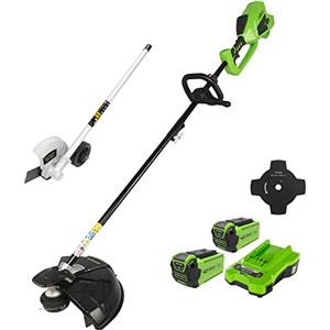 Greenworks 40V Decespugliatore a Batteria con motore Brushless, Imbracatura, Altezza Regolabile, Ampiezza Taglio 40cm, Filo Nylon 2mm, Lama 25cm + Greenworks Original Tagliabordi