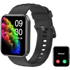 RUIMEN Smartwatch Uomo Donna Orologio Smart Watch Risposta Chiamate Contapassi Cardiofrequenzimetro da polso Saturimetro Orologio Fitness Sportivo Impermeabile Notifiche Messaggi per Android iOS Nero