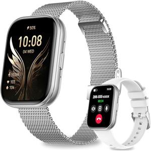 niolina Smartwatch Donna Uomo, 1,75'' Orologio Smartwatch con Effettua/Risposta Chiamate, 120+ Sportive Smart Watch con Contapassi/Sonno/Cardiofrequenzimetro, IP68 Fitness Tracker per Android iOS, Argento