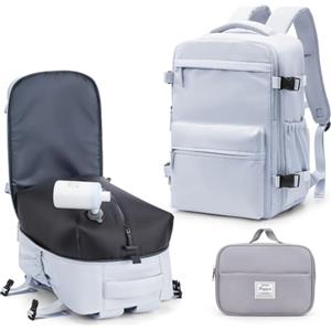 BOXSAM Zaino Sottovuoto Viaggio Con Pompa Zaino Easyjet 45x36x20 Aereo Bagaglio a Mano Zaini 15.6 Pollici Porta PC Casual Impermeabile Daypack Borsa da Cabina per Donna Uomo Grigio
