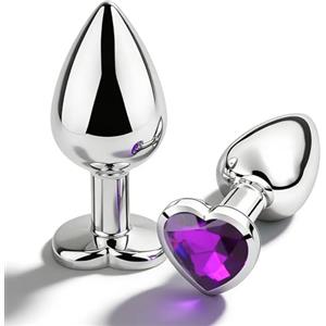 home harbor 2 Pezzi Plug Anale Set,Plug Anale con Diamante di Cristallo,Giocattolo Sessuale Anal per Uomo e Donna,Anal Sesso Giocattoli,Ideale per Coppie e Principianti(Violetta scura)