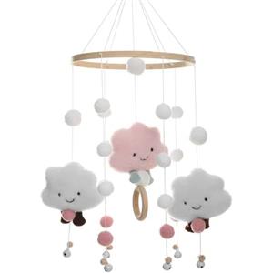 TVAIVTN Baby Campanelli Eolici, Campana Mobile Culla, Campana di Vento Neonato, Carillon del Vento del Bambino Palla del Feltro a Mano Art Appeso Arredamento per Culla Decorazione e Cameretta, Rosa