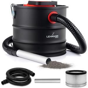 LEHMANN Bidone Aspiracenere senza Sacco 18L, 1200W, Robusto Serbatoio, Lavabile Filtro HEPA in Cestello Metallico, Funzione Soffiaggio, Aspirapolvere per Stufa a Pellet, Camino e Barbecue