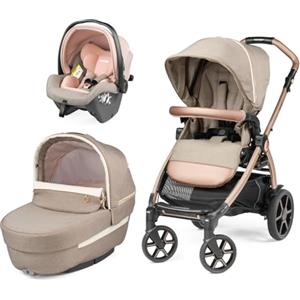Peg Perego Book Modular - Passeggino Trio Neonati 0-4 Anni, Passeggino Reversibile, Navicella con Comfort System, Seggiolino Auto i-Size, Ruote Soft Ride, Materassino Fresco Jersey, Mon Amour