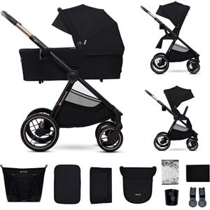 kk Kinderkraft Kinderkraft NEA 2, Passeggino dalla nascita fino a 22 kg, Chiusura con una mano, Posizione sdraiata, Ampia capottina, 4 ruote ammortizzate, filtro UPF 50+, cestello fino a 5 kg, Nero