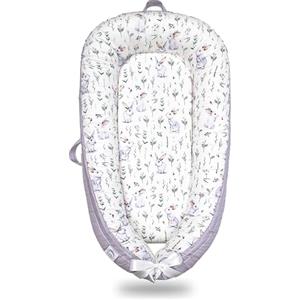 EAQ Riduttore Lettino Neonato Riduttore Culla -lettino da viaggio-100% Cotone Lavabile In Lavatrice (Coniglietto)