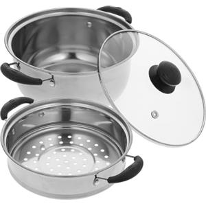 Ipetboom Pentola Vapore Acciaio Inox Vaporiera Cucina Pentola per Cottura a Vapore Compatibile Gas Elettrico Uso Domestico con Coperchio E Doppio Manico
