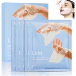 Uheltosly 5 Pezzi Maschera Di Collagene,Skincare Collagen Mask,Maschera viso in Idratante,Lenire la pelle e contrastare la secchezza cutanea,Adatta alla maggior parte dei tipi di pelle