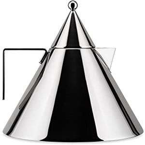 Alessi Il Conico 90017 - Bollitore di Design in Acciaio Inox 18/10 con Manico e Fischietto, Capacità 2 lt