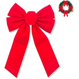 Nevoluxer Fiocco Grande per Regalo - Decorazione XL per Matrimoni, Natale e Feste (Rosso, 1 Pezzo). Ideale per Ghirlande Natalizie e Auto.