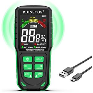 RDINSCOS Misuratore di umidità Ricaricabile Senza pin per Pareti con Display a Colori LCD Rilevatore di Umidità Digitale Non Invasivo per Roulotte, Legno, Muratura, Legna da Ardere