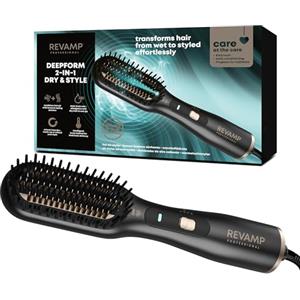 REVAMP Deepform Spazzola Riscaldata - Styler 2 in 1 Dry & Style, Spazzola per capelli bagnati o asciutti, Setole districanti e oli liscianti per capelli lucenti, Design leggero e compatto