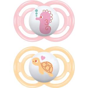 MAM Perfect Confezione Doppia Succhietto 16+ Mesi (Set da 2), Ciuccio MAM 16 36 mesi silicone per un sano sviluppo orale, Kit da 2 accessori neonato con porta ciuccio sterilizzatore, Rosa/Giallo