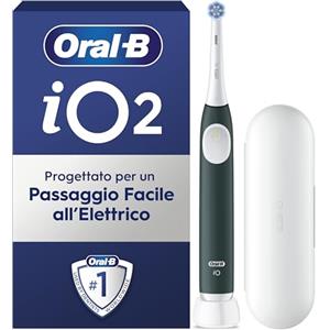 Oral-B iO 2 Spazzolino Elettrico Oral B, Verde, 1 Testina Di Ricambio, 1 Custodia Da Viaggio, Supporto per testine, Spazzolino, Delicato sulle Gengive, Efficace sulla placca, Sensore di Pressione