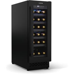 KLARSTEIN Vinovilla 18 Uno - Frigorifero per Vini da Incasso, 18 Bottiglie, 1 Zona, 5-18°C, LED Touch, Silenzioso: 38 dB, Nero Opaco, Illuminato, Frigorifero per Vini da Incasso