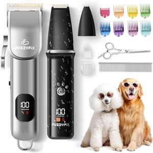 FuzzyFix Tosatrice per Cani 3 in 1 Professionale per Cani con Pelo Folto,Rasoio per Cani Pelo Lungo Tosatrice per Cani,Ricaricabile e Silenziosa, con Custodia,Nero
