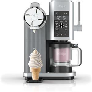 Ninja Swirl by CREAMi, Gelatiera con 2 vasetti, gelatiera 13 funzioni, per gelato, gelato alla spina, gelato artigianale, sorbetto, milkshake e molto altro, opzione Extra, argento platino, NC701EU