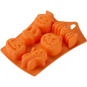 Zenker Stampo in Silicone per Mini Torte e Dolci, 6 Impronte a Tema Halloween, per Mini Torte, Cioccolato, Resistente al Calore e Gelo, Lavabile in Lavastoviglie, 23x17,5 cm