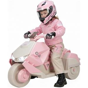 MAMIZO Moto elettrica per bambini, Triciclo elettrico con 2 motori, 92x42x56 cm, Moto elettrica per bambini con musica, pedali, faro anteriore, USB, 3 km/h, 30 kg, per bambini 3-6, 3 pcs ruote, Rosa
