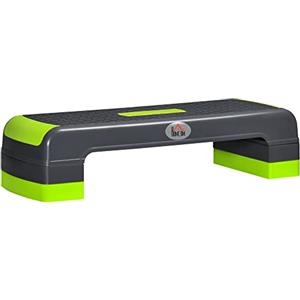 HOMCOM Stepper Aerobica Regolabile su 3 Altezze, Step Fitness in Plastica per Allenamento a Casa e Palestra, 78x28x10/15/20 cm, Verde e Grigio