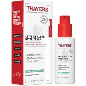Thayer's Thayers Crema Idratante con Acido Azelaico e Acido Ialuronico - Lozione per Pelli Miste o Grasse - Let's Be Clear Water Face Cream - 75 ml