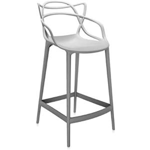 Kartell Masters Stool Sgabello, Tecnopolimero termoplastico Riciclato con Carica Minerale e Trattamento Soft-Touch, Grigio, H. 75, Opaco