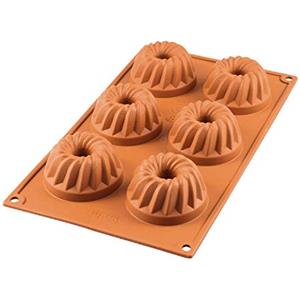 silikomart | SF058 Stampo in Silicone per Monoporzioni MINI GUGELHUPF, Antiaderente, 6 Cavità, Confezione da 1 Stampo per Dolci, Ø 70 h 36 mm, Made in Italy