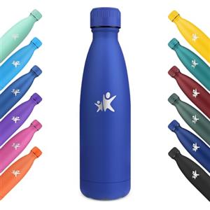 KollyKolla Borraccia Termica, 500ml, Bottiglia Acqua in Acciaio Inox, Termos senza Perdite, Mantiene Caldo 12h e Freddo 24h, Borraccia Bambini per Sportiva, Scuola, Palestra, Viaggi - Blu Zaffiro