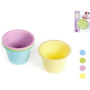 Habi Cake Design Confezione 4 Stampi Panna Cotta, in Silicone, Diametro 9 cm, Altezza 6 cm, Pastello