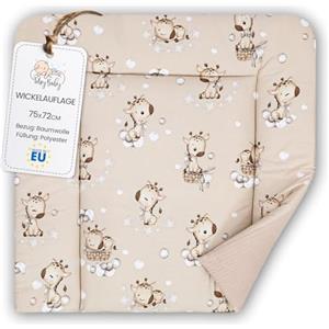 Totsy Baby Materassino fasciatoio 75x72 cm - cuscino neonato in cotone lavabile pieghevole e portatile materasso da viaggio tappetino per cassettiera lavatrice e tavolo 75 x 72 Oeko-Tex Giraffe