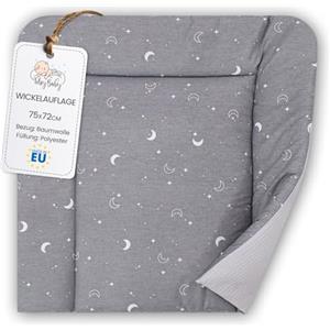 Totsy Baby Materassino fasciatoio 75x72 cm - cuscino neonato in cotone lavabile pieghevole e portatile materasso da viaggio tappetino per cassettiera lavatrice e tavolo 75 x 72 Oeko-Tex Luna