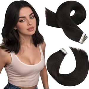 Moresoo Extension Biadesivo Capelli Veri 20pz Castano Invisibili Extension Biadesive Capelli Veri Umani Lisci Castano Scuro Setosi 30 cm 30g Uso Quotidiano #2