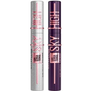 Maybelline New York Sky High Mascara Space Diamond Effetto Glitterato Scovolino Flessibile + Plum Twilight Volumizzante e Allungante Colore Viola - Set da 2