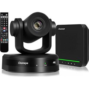 Chameye Set di 4K PTZ telecamera per conferenze con Microfono per conferenza Bluetooth, Zoom 10x, tracciamento automatico AI, USB 3.0, HDMI, telecamera per videoconferenze PTZ per Teams, Zoom (CB101)