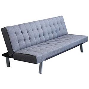 milani home Divano Letto Stile Moderno di Design Contemporaneo Trapuntato Grigio Scuro per Salotto Casa Hotel Albergo, Stile Moderno, 3 Posti Struttura Metallo E Legno, D. 178x80x72 / DL. 178x92x35