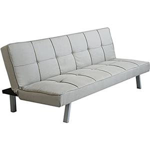 milani home Divano Letto Trapuntato Grigio Chiaro Stile Moderno di Design Contemporaneo per Salotto Casa Hotel Albergo, Stile Moderno, 3 Posti Struttura Metallo E Legno, D. 178x81x71 / DL. 178x96x35
