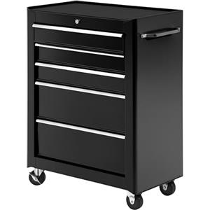 HOMCOM Carrello Porta Utensili Attrezzi Attrezzatura con Cassettiera Nero 61.5 x 33 x 82.5cm