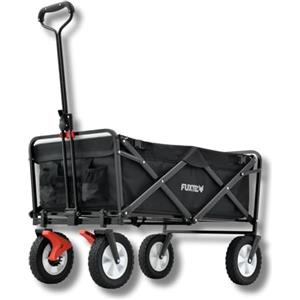 FUXTEC Carrello pieghevole CT100 - Bollerwagen con tetto removibile - per bambini 3-6 anni - Portata fino a 75kg - Ruote larghe per ogni terreno - Sacca posteriore fissa - Tessuto lavabile