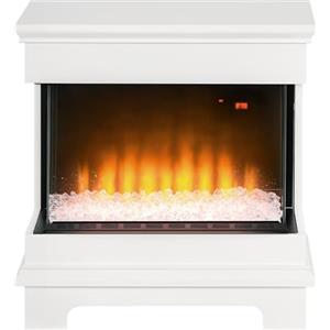 HOMCOM Caminetto Elettrico 1000W / 2000W a 10 Colori, Camino Elettrico Moderno con Spegnimento Automatico, Temperatura Regolabili, Termostato, Telecomando e Timer da 12h, 61x28x66.5 cm, Bianco