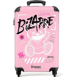 NoBoringSuitcases.com Valigia e Trolley, Valigie e Trolley a Mano 55x40x20 cm, 10 kg (Orsetto di peluche - Rosa)